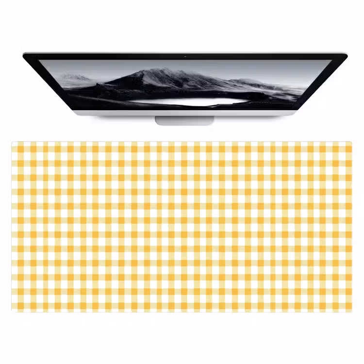 Bureau onderlegger - Ruit - Gingham - Klassiek - Geel en Wit — 1