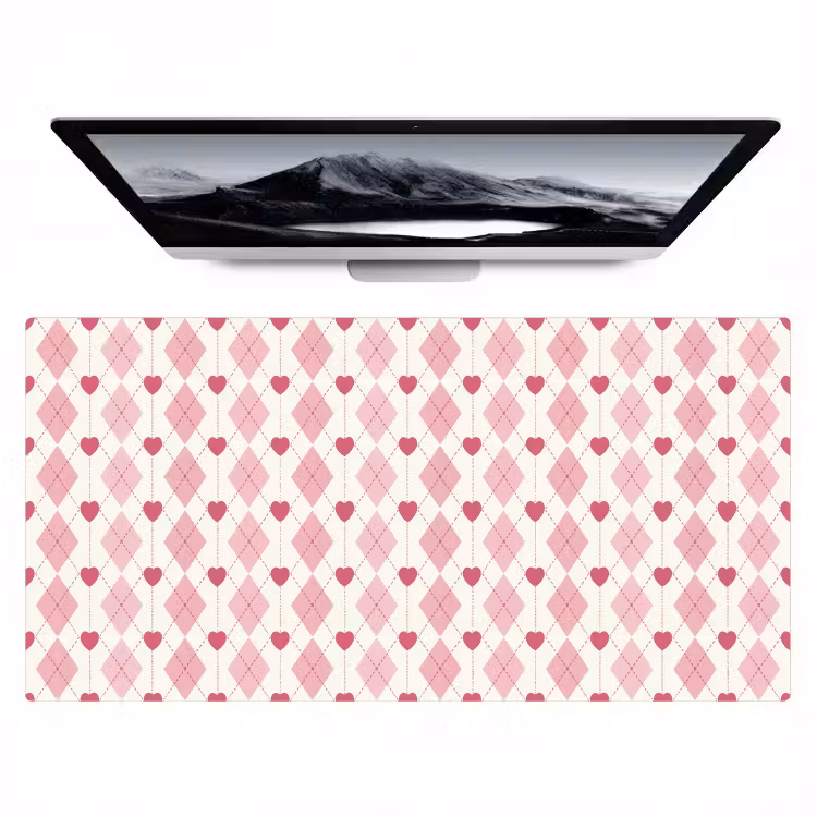 Bureau onderlegger - Ruiten - Klassiek - Roze - Wit — 1