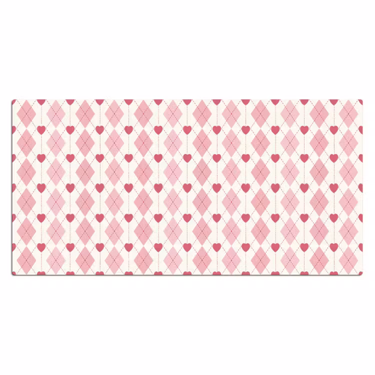 Bureau onderlegger - Ruiten - Klassiek - Roze - Wit — 2