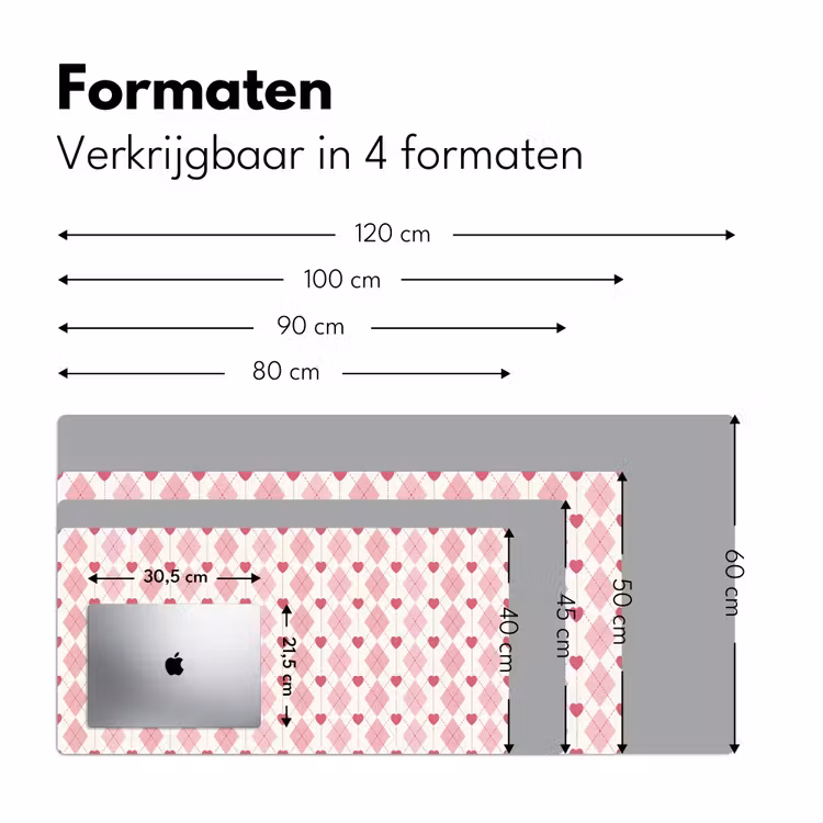 Bureau onderlegger - Ruiten - Klassiek - Roze - Wit — 8