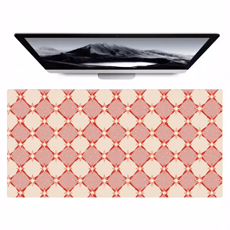 Bureau onderlegger - Ruiten - Sterren - Vintage - Oudroze - Rood — 1