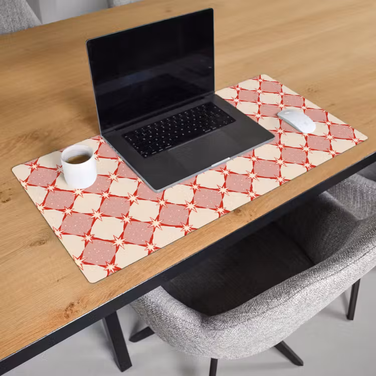 Bureau onderlegger - Ruiten - Sterren - Vintage - Oudroze - Rood — 3