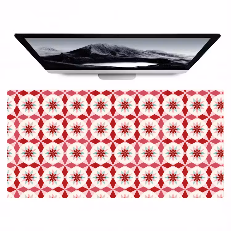 Bureau onderlegger - Tegelpatroon - Sterren - Retro - Roze - Mintgroen — 1