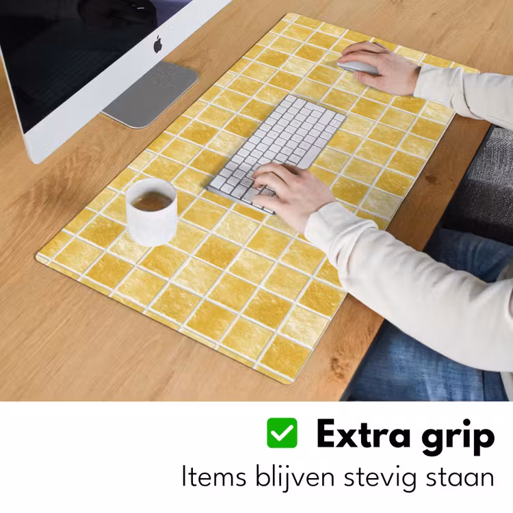 Bureau onderlegger - Tegels - Mozaïek - Textuur - Goudgeel — 6