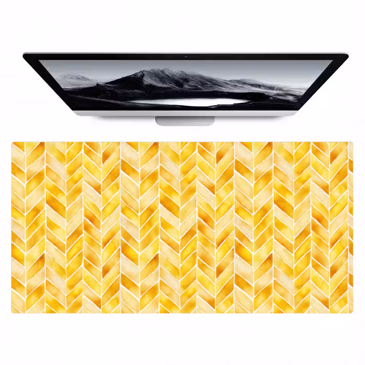 Bureau onderlegger - Visgraat - Aquarel - Patronen - Goudgeel — 1