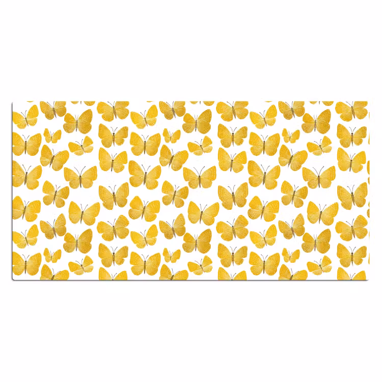 Bureau onderlegger - Vlinders - Botanisch - Illustratie - Geel - Wit — 2