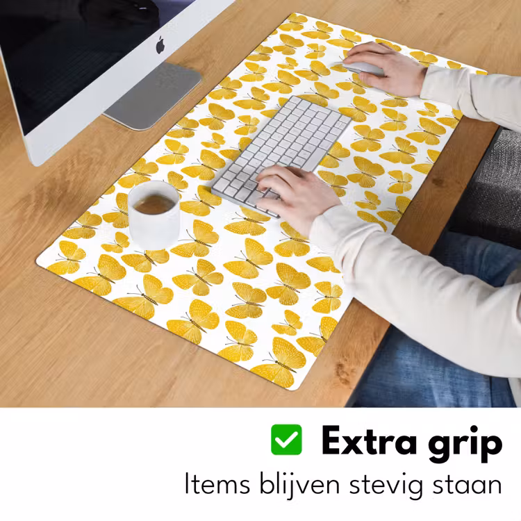 Bureau onderlegger - Vlinders - Botanisch - Illustratie - Geel - Wit — 6