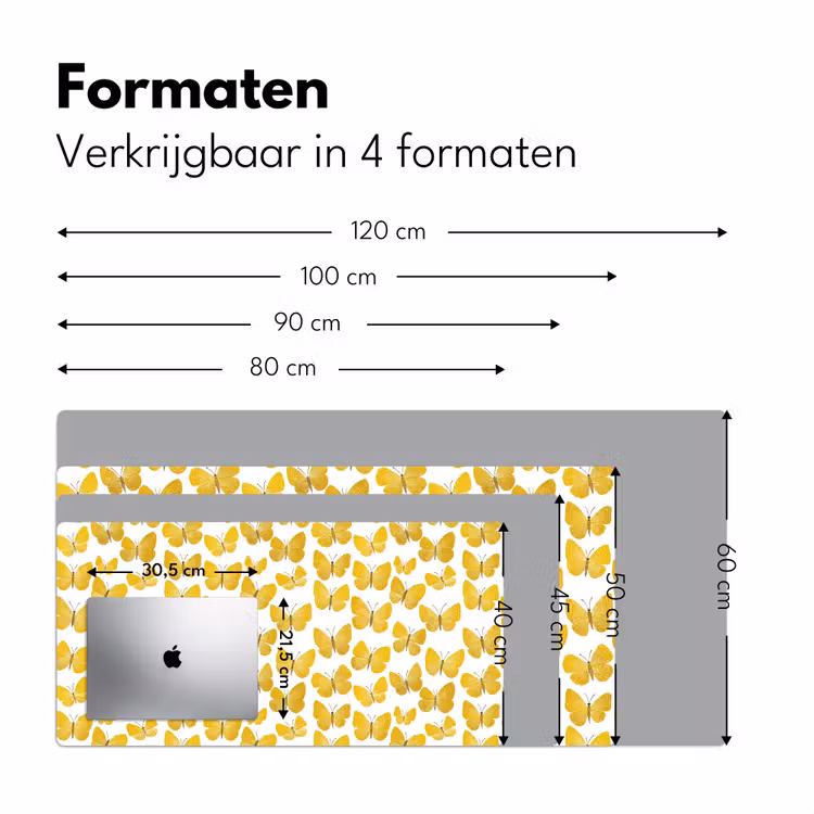 Bureau onderlegger - Vlinders - Botanisch - Illustratie - Geel - Wit — 8
