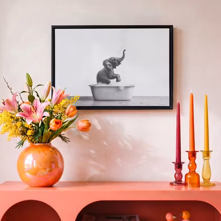 Canvas met lijst - Bad - Olifant - Schuim - Grijs — 4