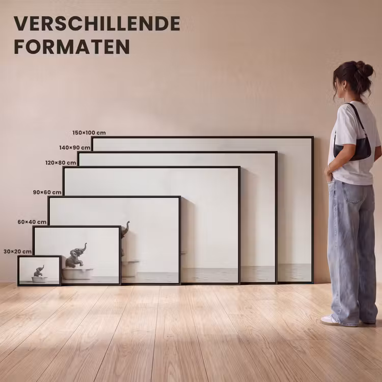 Canvas met lijst - Bad - Olifant - Schuim - Grijs — 7