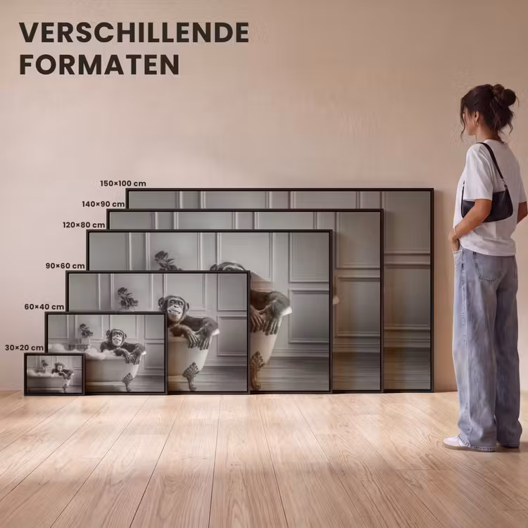 Canvas met lijst - Chimpansee - Bad - Schuim - Glimlach — 7