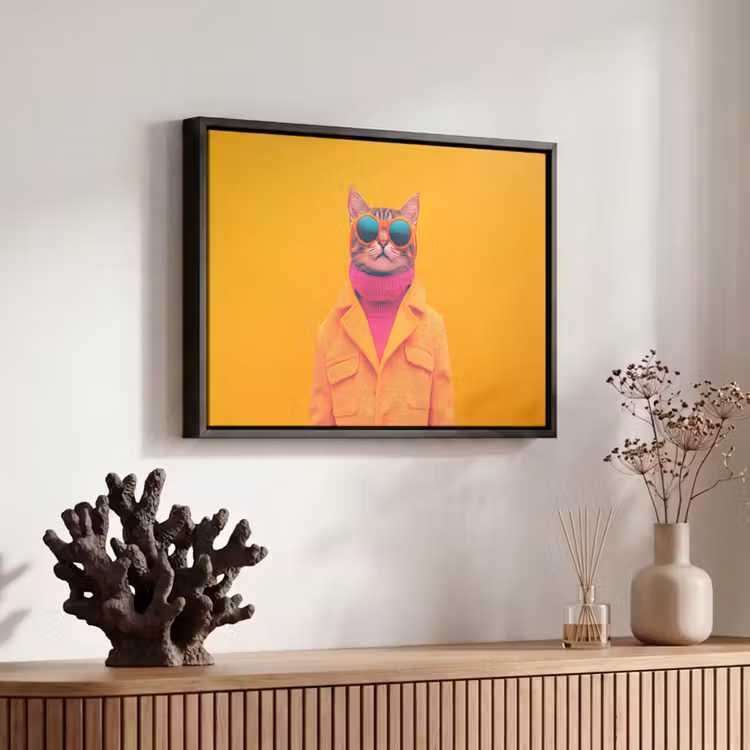 Canvas met lijst - Coltrui - Roze - Kat - Zonnebril — 6