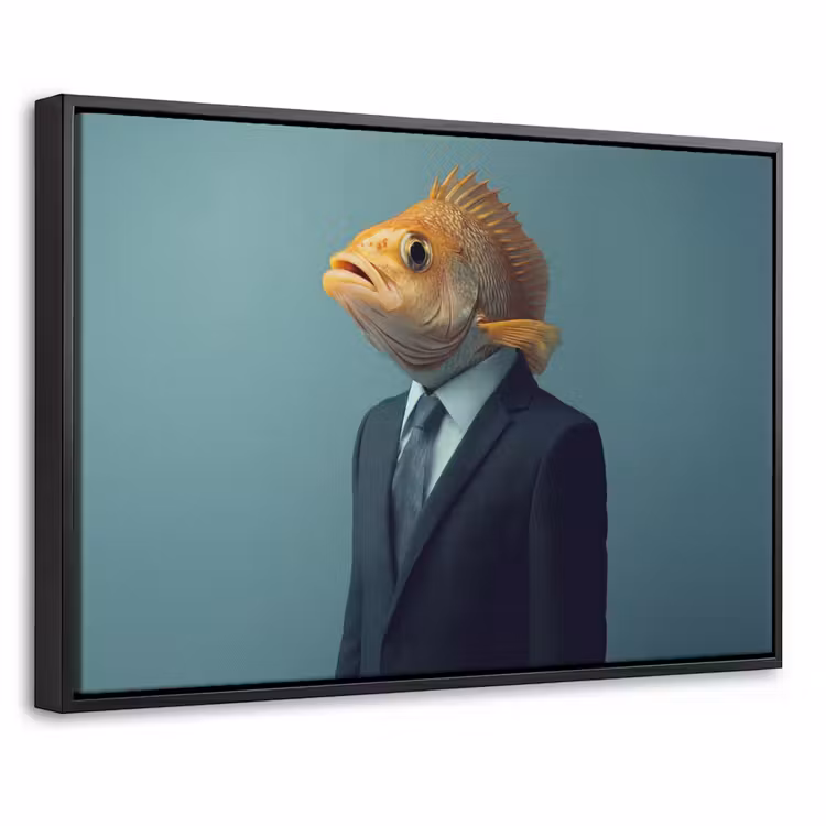 Canvas met lijst - Goudvis - Stropdas - Oranje — 1
