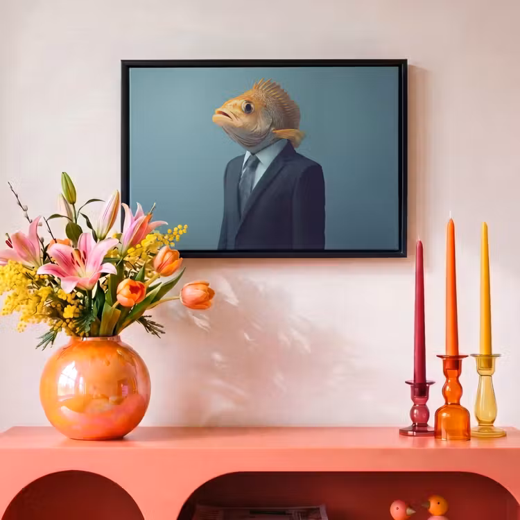 Canvas met lijst - Goudvis - Stropdas - Oranje — 4