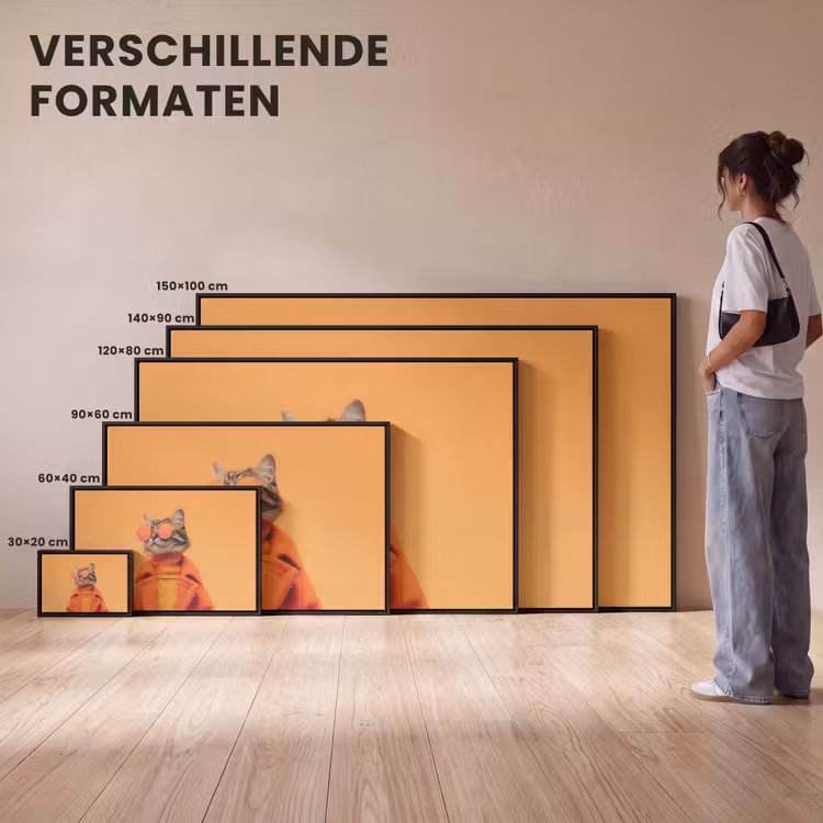 Canvas met lijst - Kat - Zonnebril - Jas - Oranje — 7