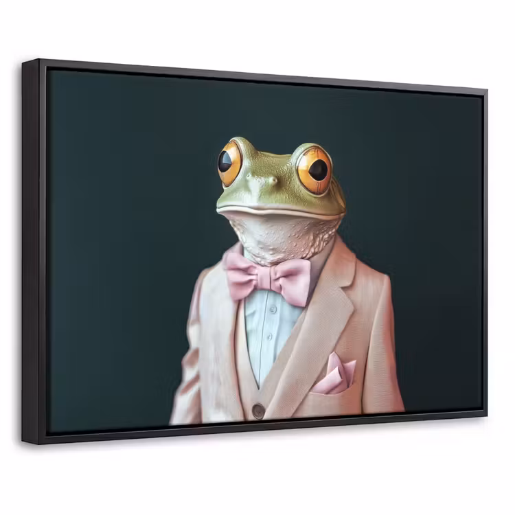 Canvas met lijst - Kikker - Pak - Roze — 1