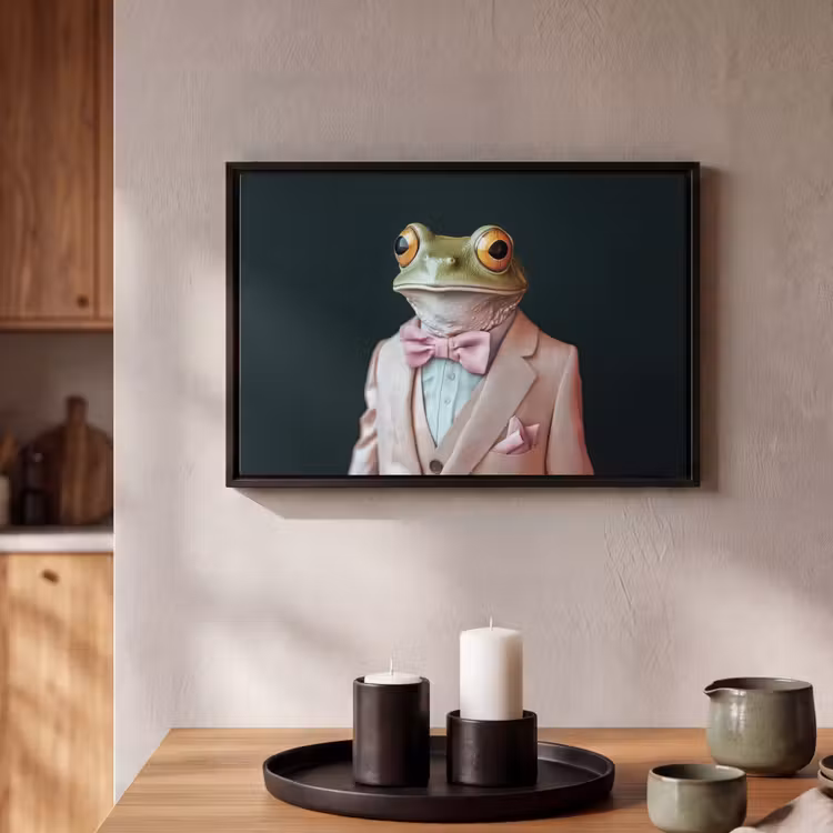 Canvas met lijst - Kikker - Pak - Roze — 2