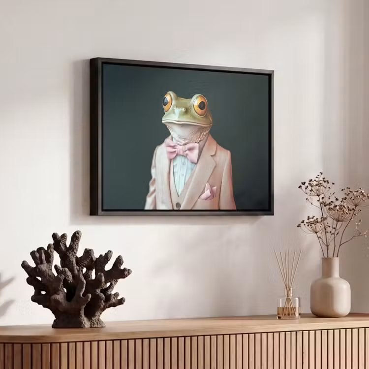 Canvas met lijst - Kikker - Pak - Roze — 6