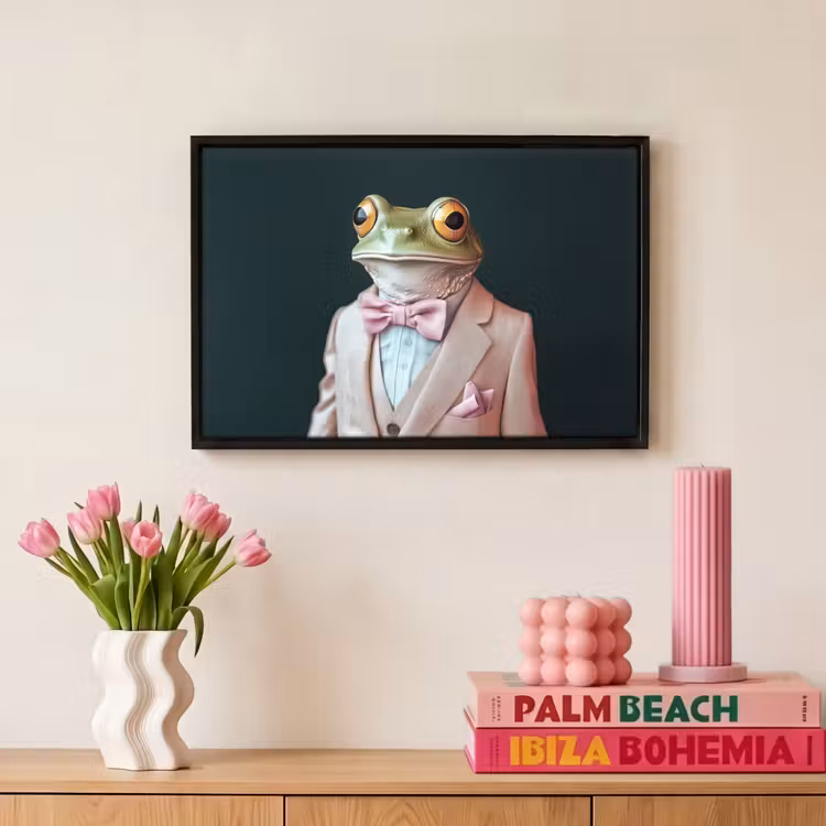 Canvas met lijst - Kikker - Pak - Roze — 8