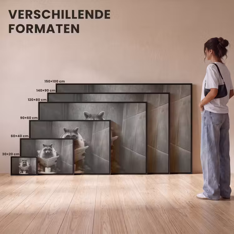 Canvas met lijst - Krant - Wasbeer - Toilet - Zonnebril — 7