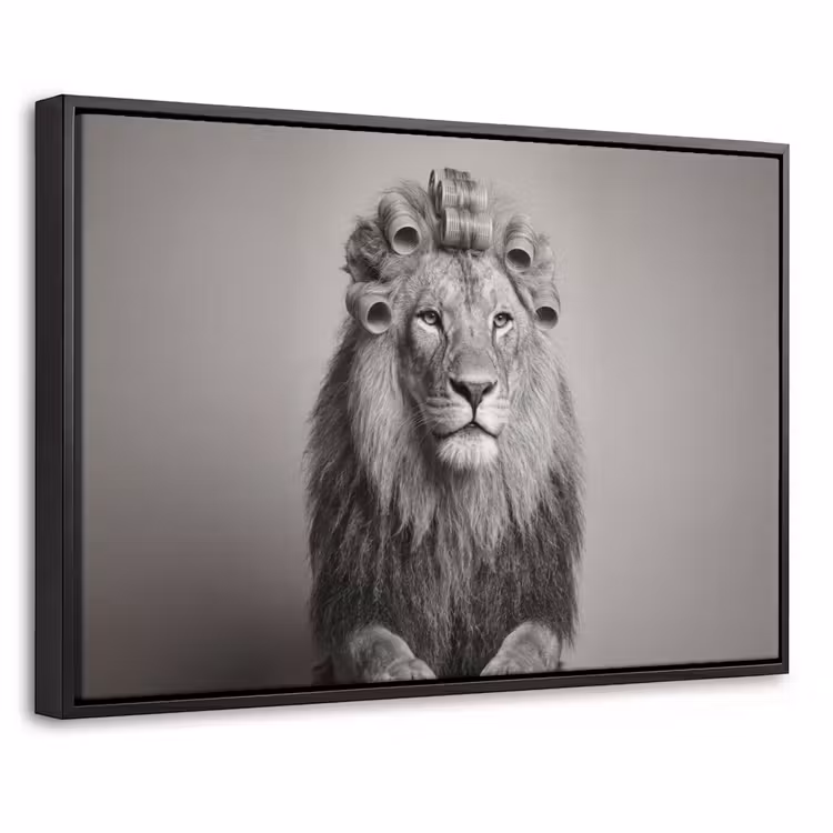 Canvas met lijst - Leeuw - Spa - Zwart - Wit — 1