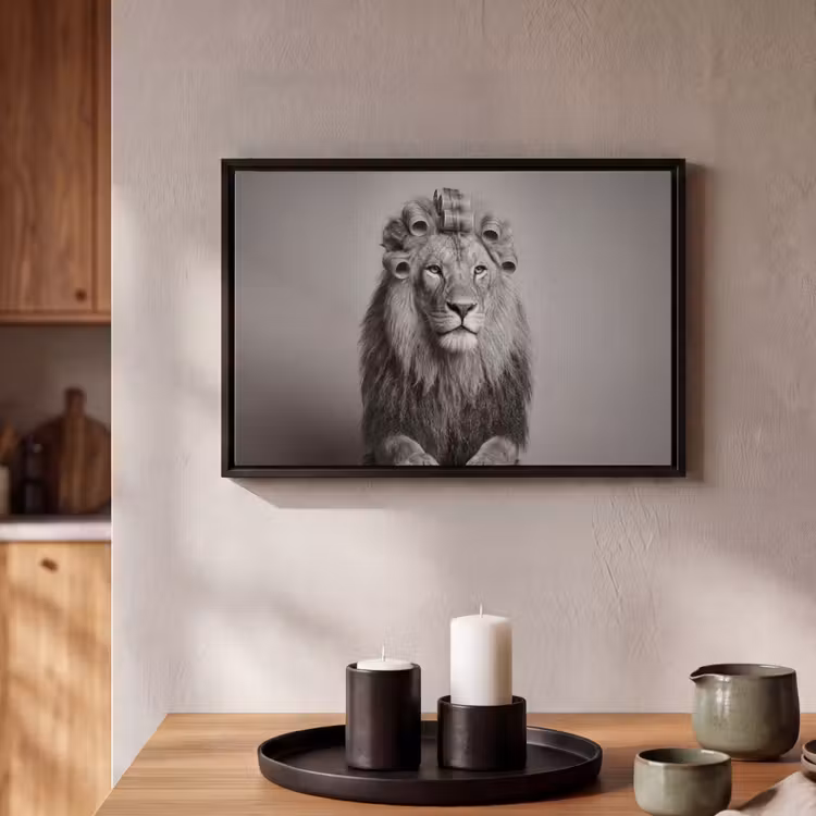 Canvas met lijst - Leeuw - Spa - Zwart - Wit — 2