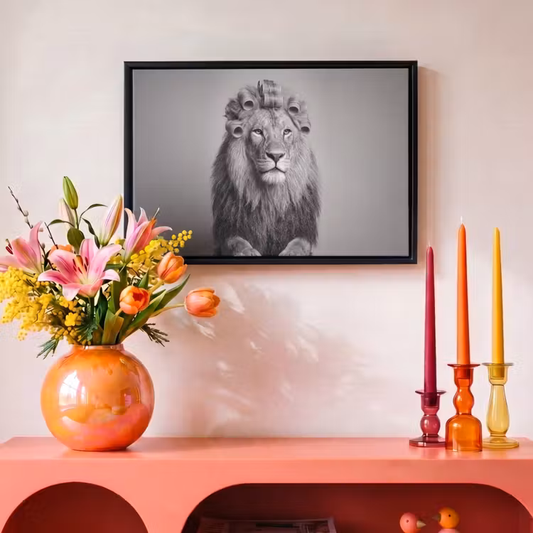 Canvas met lijst - Leeuw - Spa - Zwart - Wit — 4