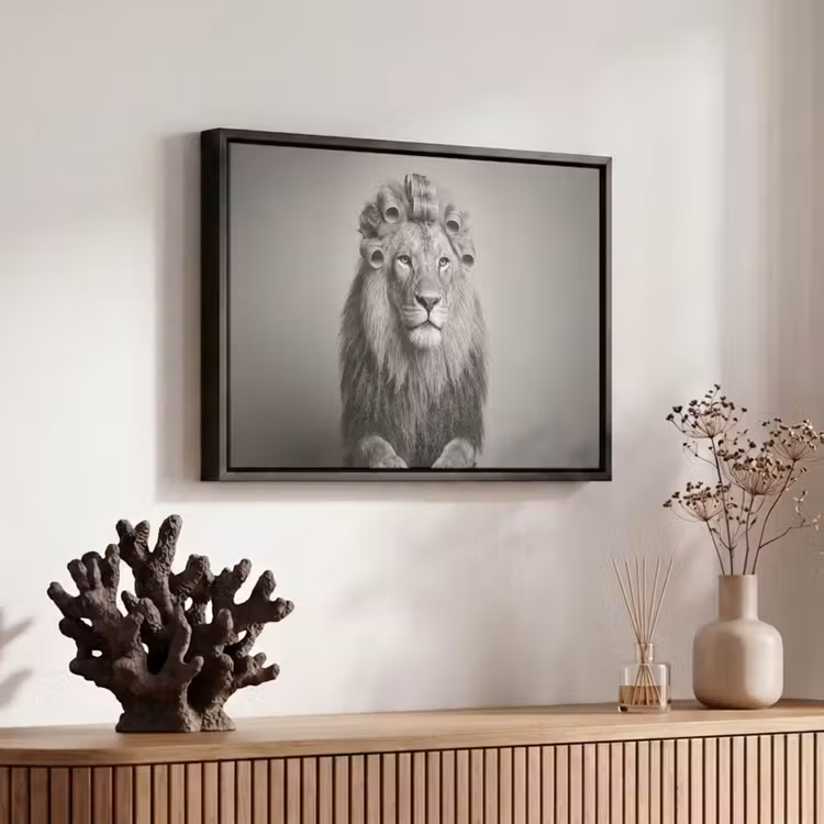 Canvas met lijst - Leeuw - Spa - Zwart - Wit — 6