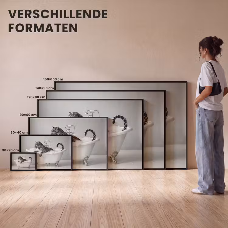 Canvas met lijst - Luipaard - Badkuip - Minimalistisch — 7