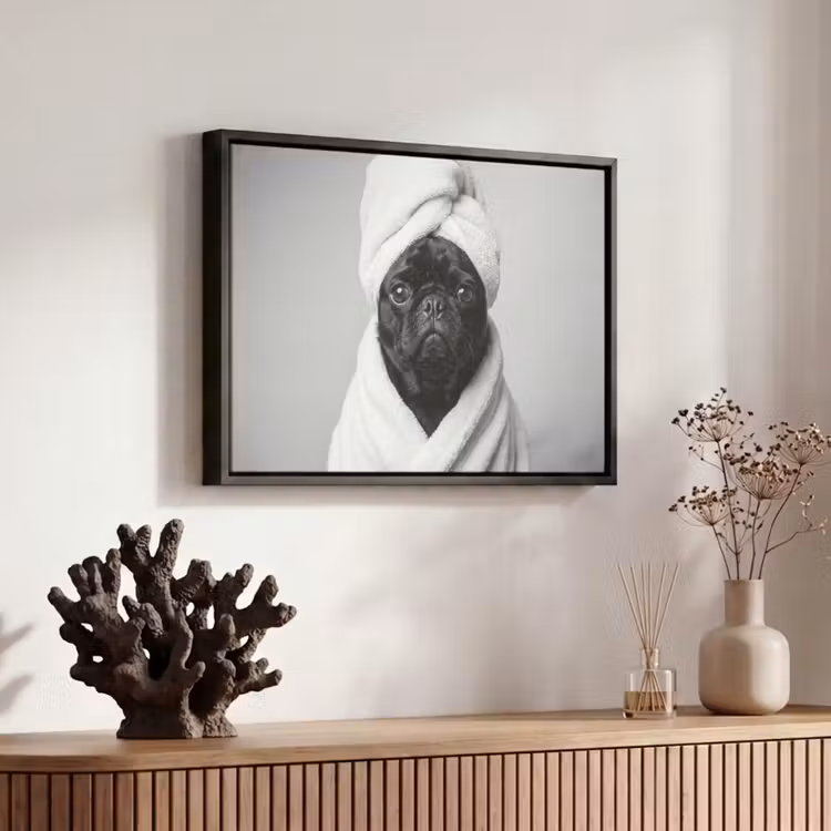 Canvas met lijst - Mopshond - Spa - Zwart - Wit — 6