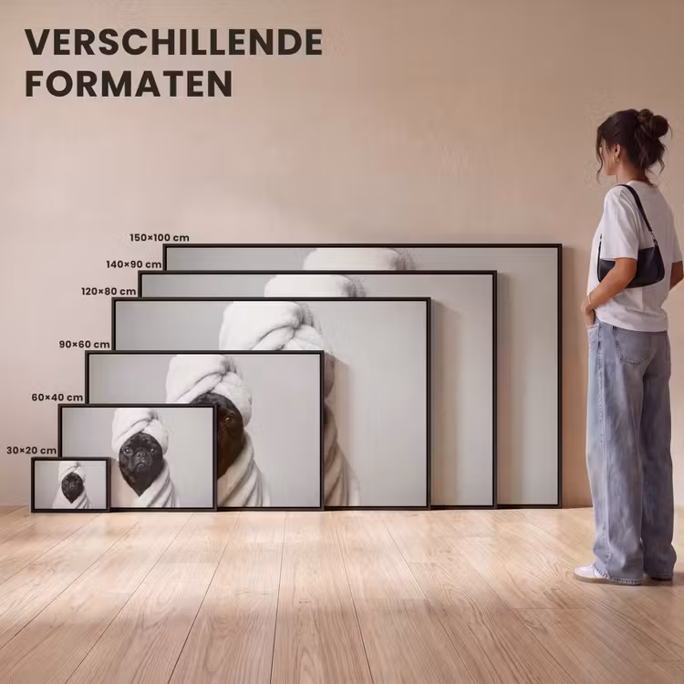 Canvas met lijst - Mopshond - Spa - Zwart - Wit — 7