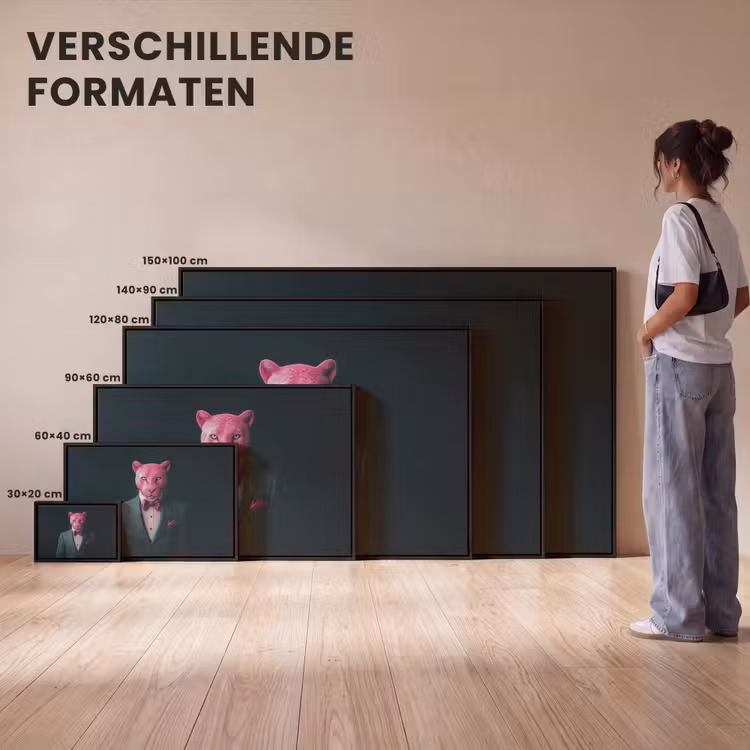 Canvas met lijst - Pak - Vlinderdas - Panter - Roze — 7