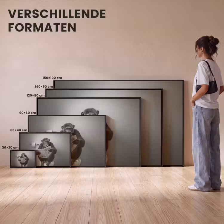 Canvas met lijst - Toilet - Chimpansee - Krant - Sigaar — 7