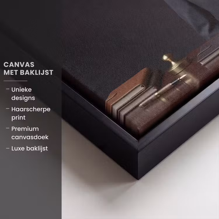 Canvas met lijst - Vis - Pak - Donkergrijs - Klok — 5