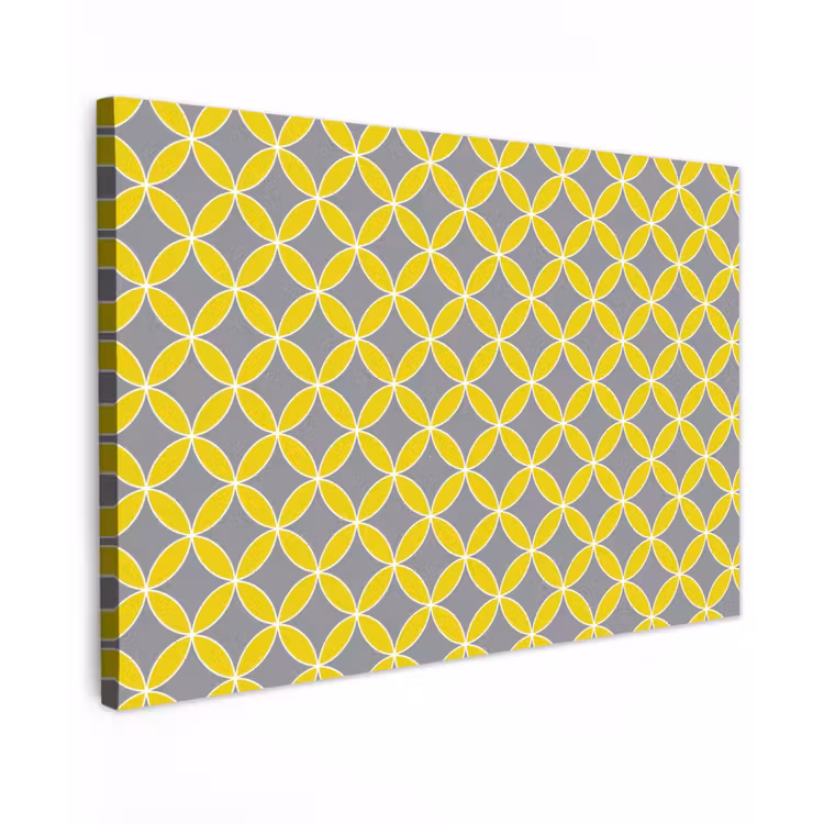 Canvas schilderij - Geometrisch - Cirkels - Modern - Grijs - Geel — 1