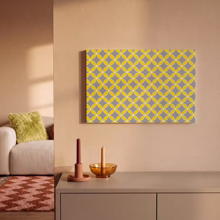 Canvas schilderij - Geometrisch - Cirkels - Modern - Grijs - Geel — 2