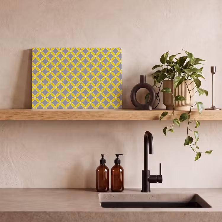 Canvas schilderij - Geometrisch - Cirkels - Modern - Grijs - Geel — 3