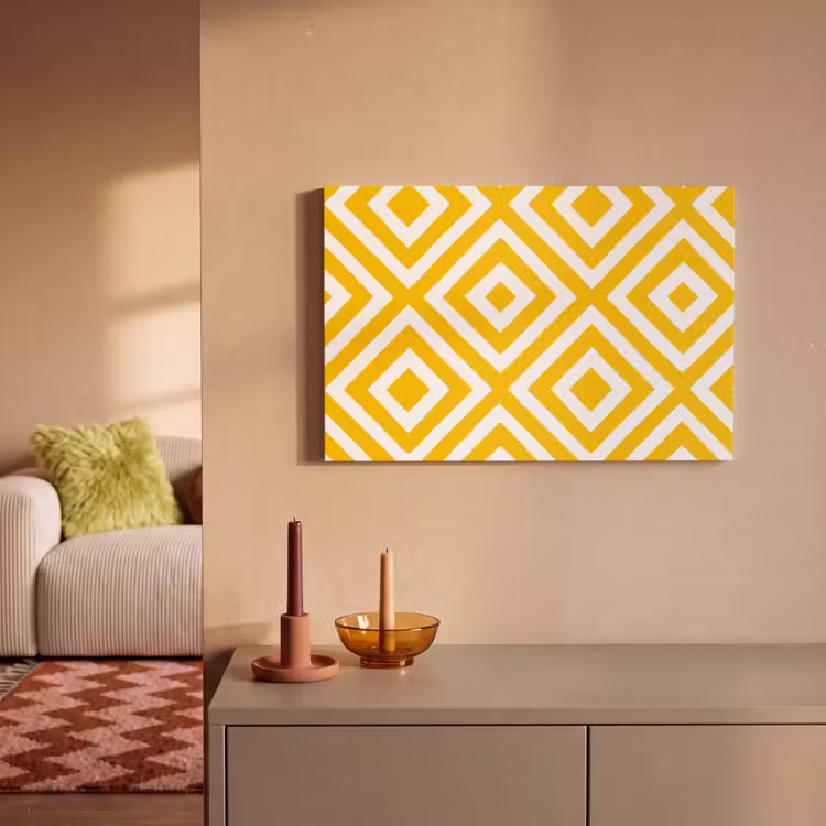 Canvas schilderij - Geometrisch - Lijnen - Modern - Geel - Wit — 2