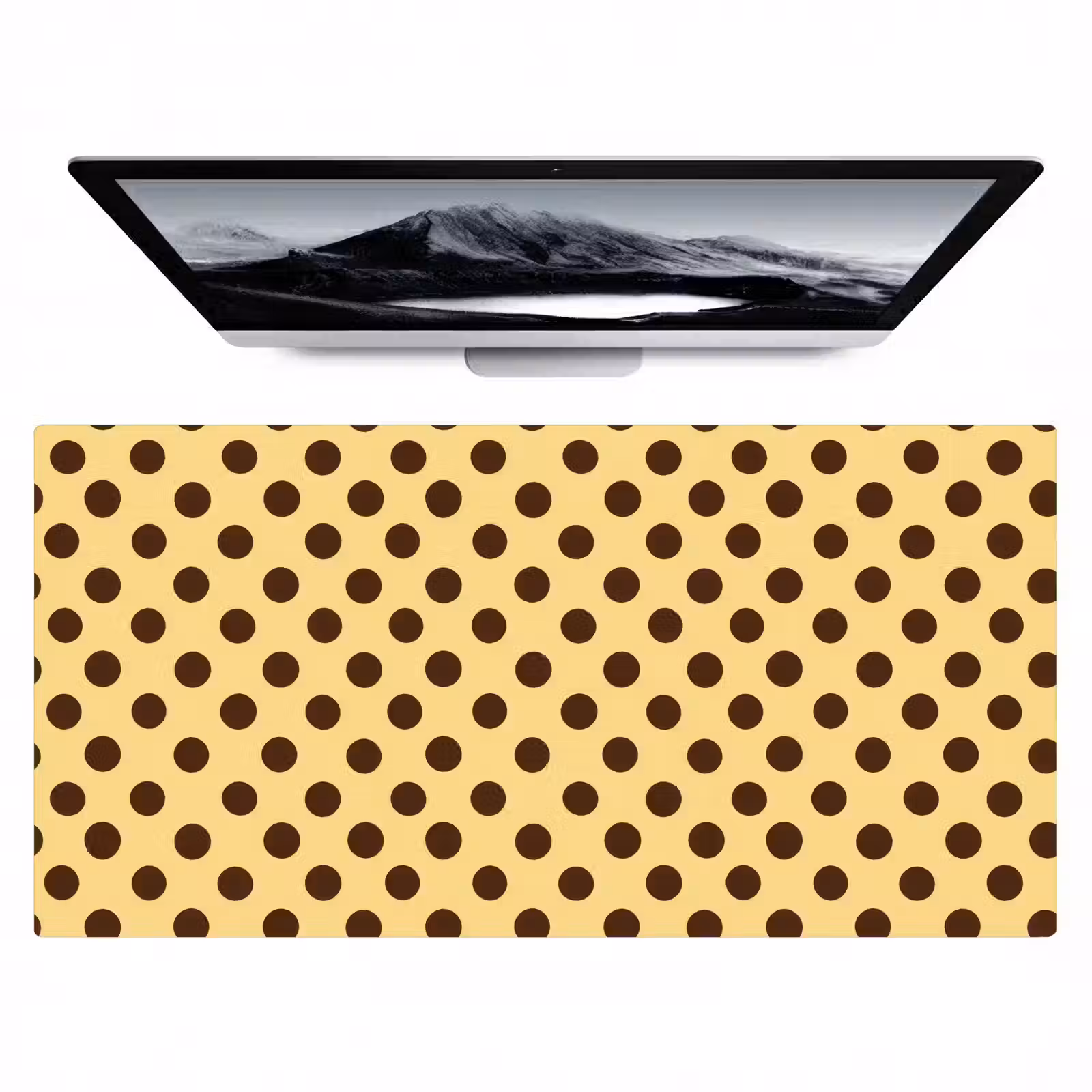 Bureau onderlegger - Polka Dot - Stippen - Retro - Geel - Bruin — 1