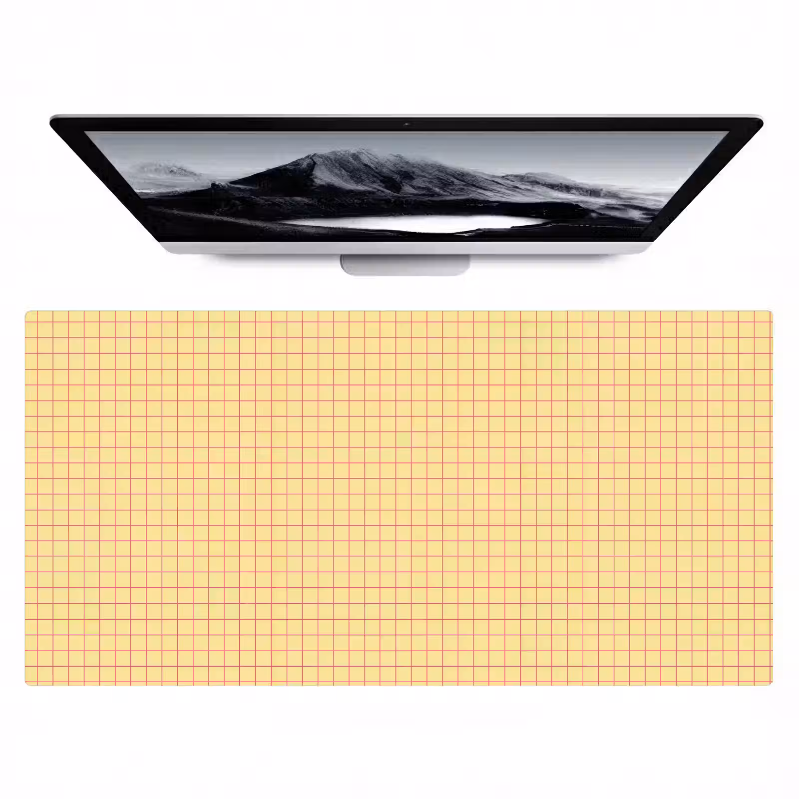 Bureau onderlegger - Ruitjes - Grid - Minimalistisch - Geel - Roze — 1