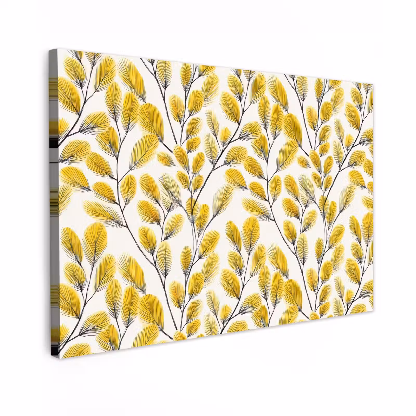 Canvas schilderij - Bladeren - Botanisch - Elegant - Geel - Zwart — 1