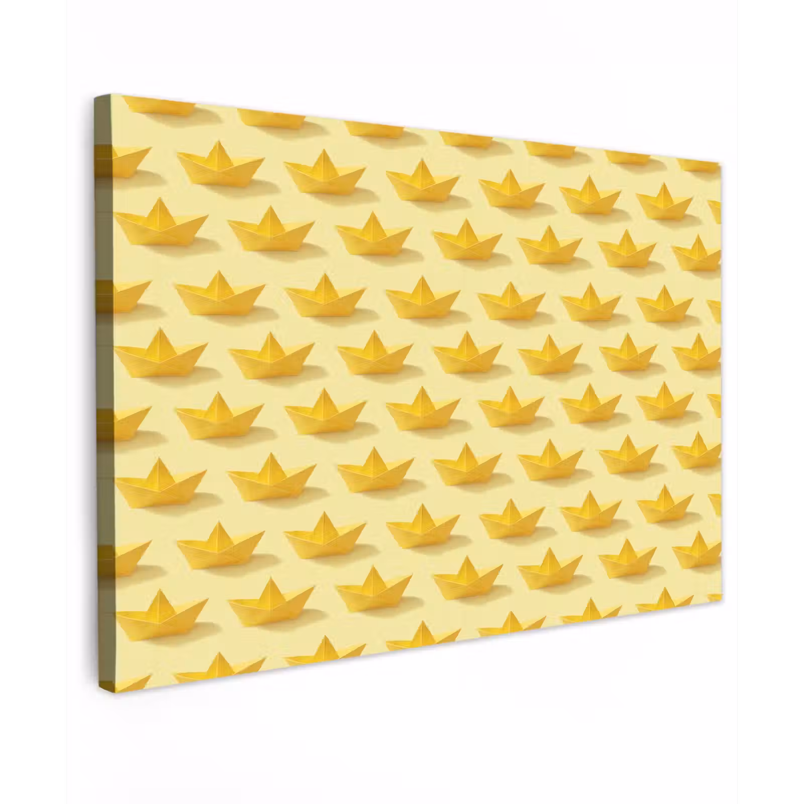 Canvas schilderij - Bootjes - Origami - Creatief - Geel — 1