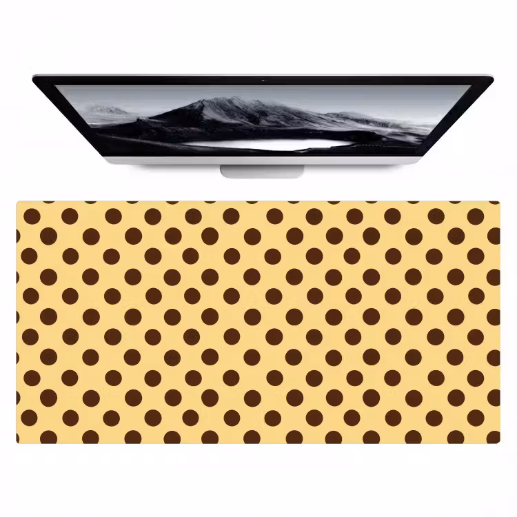 Bureau onderlegger - Polka Dot - Stippen - Retro - Geel - Bruin — 1