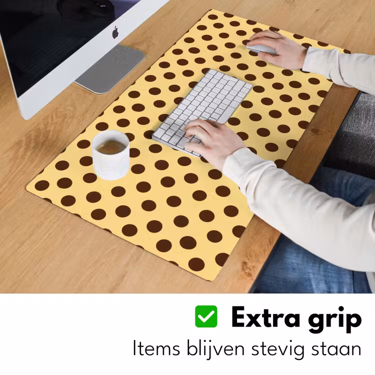 Bureau onderlegger - Polka Dot - Stippen - Retro - Geel - Bruin — 6