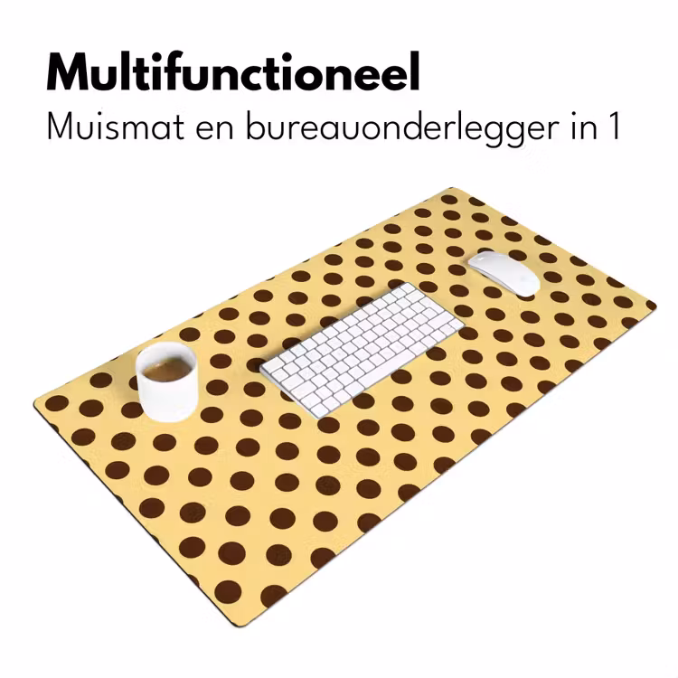 Bureau onderlegger - Polka Dot - Stippen - Retro - Geel - Bruin — 7