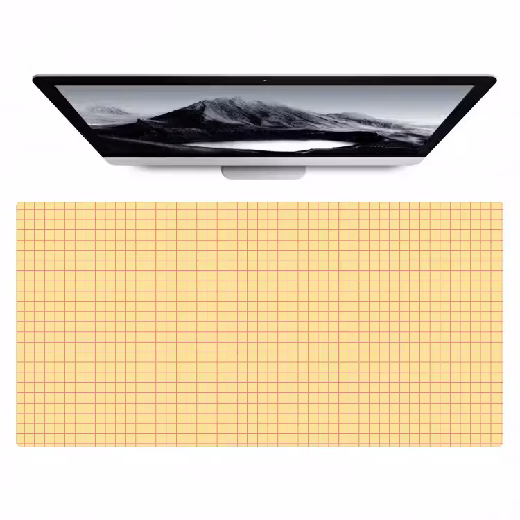 Bureau onderlegger - Ruitjes - Grid - Minimalistisch - Geel - Roze — 1