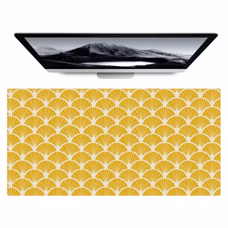 Bureau onderlegger - Waaiers - Art Deco - Retro - Okergeel — 1
