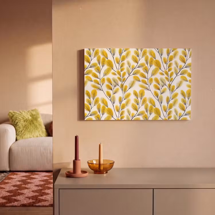 Canvas schilderij - Bladeren - Botanisch - Elegant - Geel - Zwart — 2