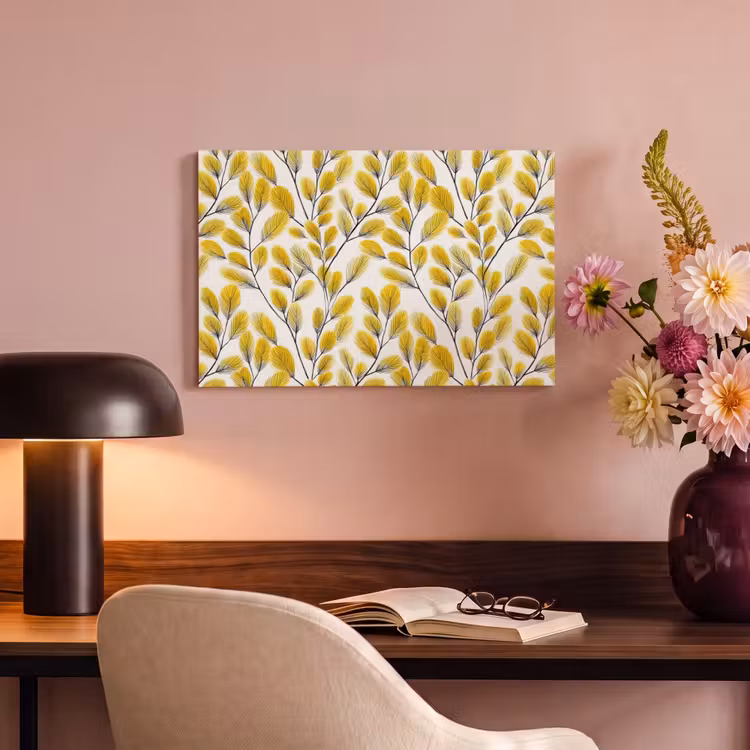 Canvas schilderij - Bladeren - Botanisch - Elegant - Geel - Zwart — 4