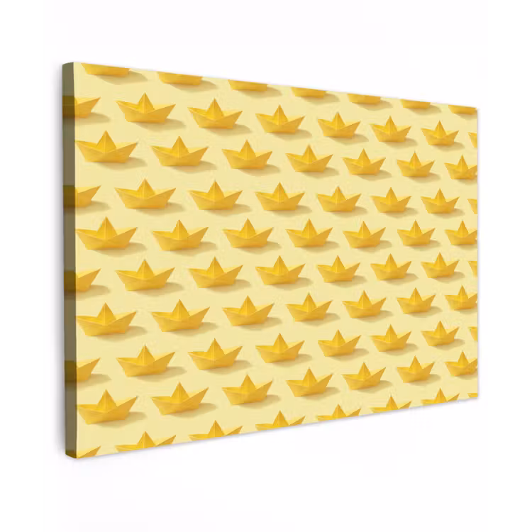 Canvas schilderij - Bootjes - Origami - Creatief - Geel — 1
